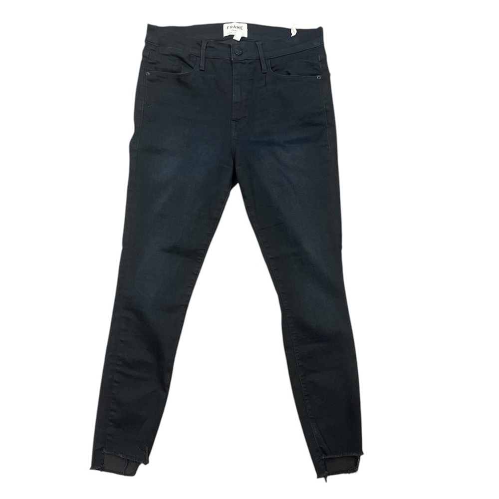 Indie Sleaze Dark Wash Raw Hem Skinny Jeans High Rise Ankle Fit 30